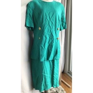 Macys Women Dress Green Sz 14 Rayon